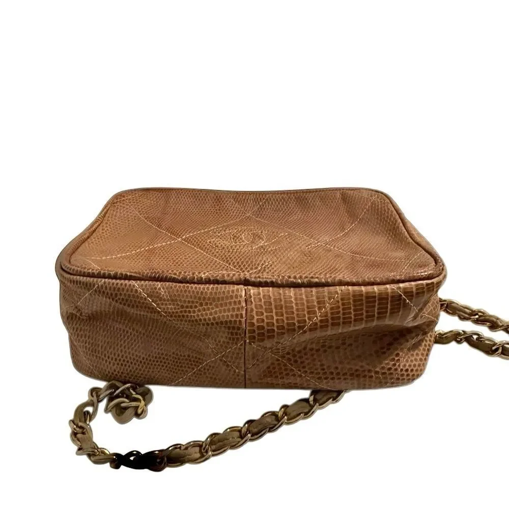 CHANEL Tan lizard Leather Crossbody Bag
